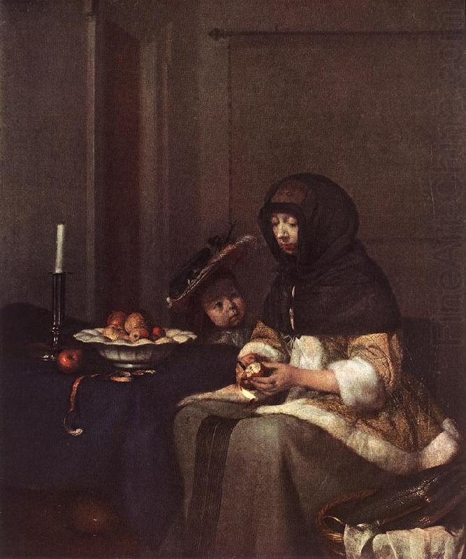 Woman Peeling Apple sdy, TERBORCH, Gerard